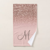 Modern Glitter Sequin Ombre Roos Gold Monogram Bad Handdoek (Handdoek)