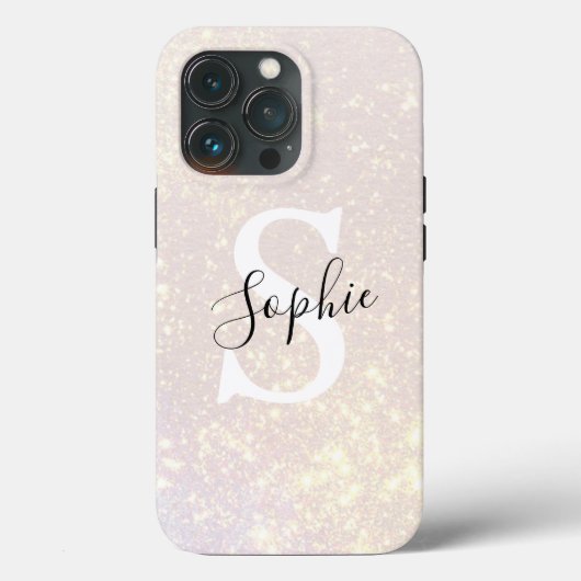 Modern Glitter Spark | Gepersonaliseerde naam en I Case-Mate iPhone Case (Achterkant)