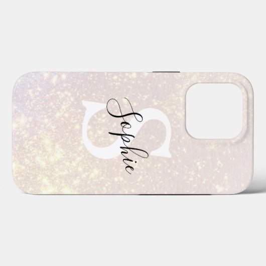 Modern Glitter Spark | Gepersonaliseerde naam en I Case-Mate iPhone Case (Achterkant (horizontaal))