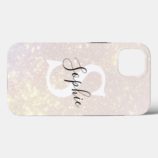 Modern Glitter Spark | Personal Initiaal Girly Case-Mate iPhone Case (Achterkant (horizontaal))