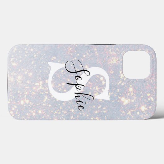 Modern Glitter Spark | Personal Initiaal Girly Case-Mate iPhone Case (Achterkant (horizontaal))