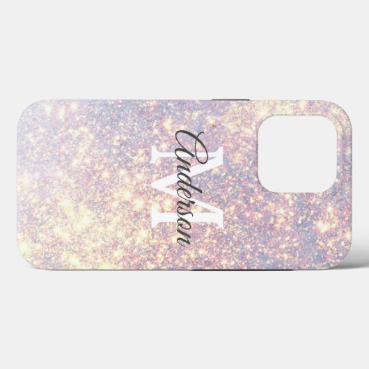 Modern Glitter Spark | Personal Initiaal Girly Case-Mate iPhone Case (Achterkant (horizontaal))