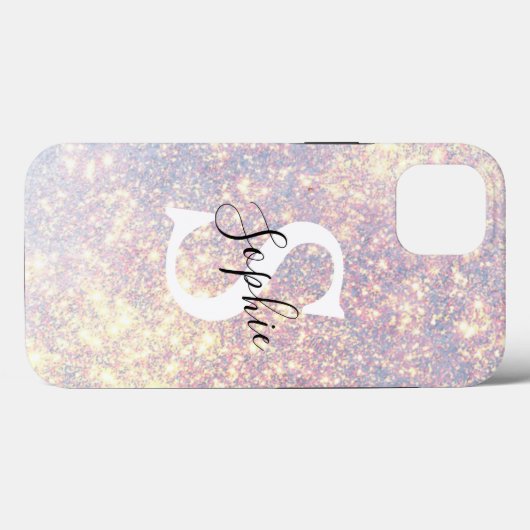 Modern Glitter Spark | Personal Initiaal Girly Case-Mate iPhone Case (Achterkant (horizontaal))