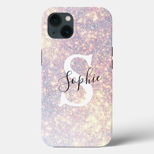 Modern Glitter Spark | Personal Initiaal Girly Case-Mate iPhone Case (Achterkant)