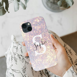 Modern Glitter Spark | Personal Initiaal Girly Case-Mate iPhone Case