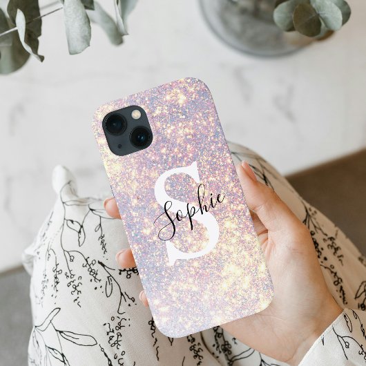 Modern Glitter Spark | Personal Initiaal Girly Case-Mate iPhone Case