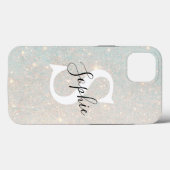 Modern Glitter Spark | Personal Initiaal Girly Case-Mate iPhone Case (Achterkant (horizontaal))