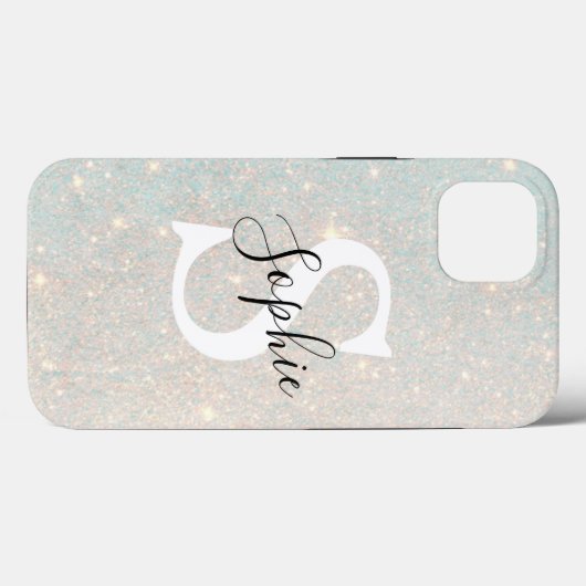 Modern Glitter Spark | Personal Initiaal Girly Case-Mate iPhone Case (Achterkant (horizontaal))