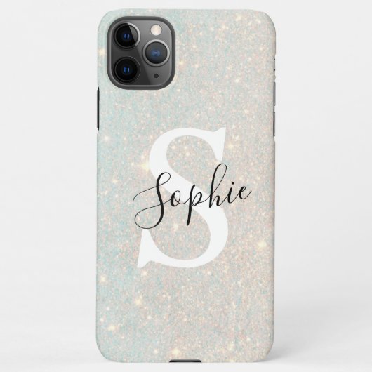 Modern Glitter Spark | Personal Initiaal Girly iP iPhone Hoesje (Achterkant)