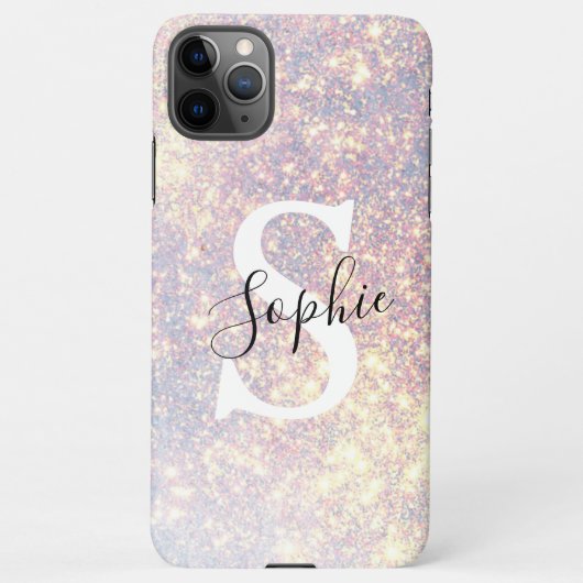 Modern Glitter Spark | Personal Initiaal Girly iP iPhone Hoesje (Achterkant)