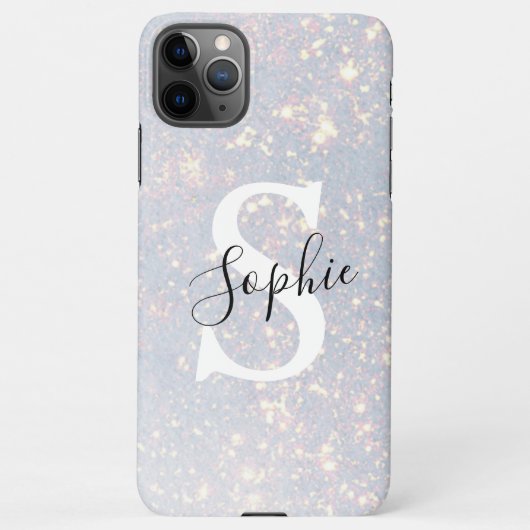 Modern Glitter Spark | Personal Initiaal Girly iP iPhone Hoesje (Achterkant)