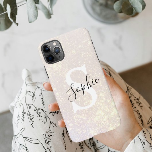 Modern Glitter Spark | Personal Initiaal Girly iP iPhone Hoesje
