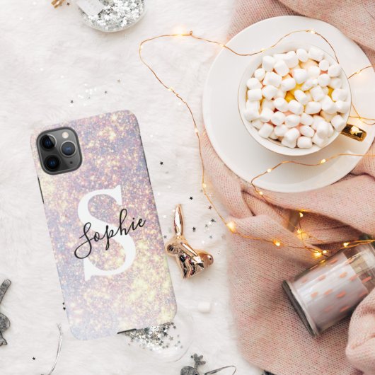 Modern Glitter Spark | Personal Initiaal Girly iP iPhone Hoesje
