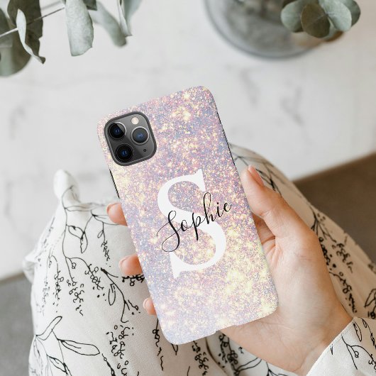 Modern Glitter Spark | Personal Initiaal Girly iP iPhone Hoesje