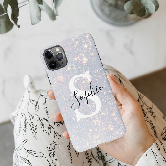 Modern Glitter Spark | Personal Initiaal Girly iP iPhone Hoesje