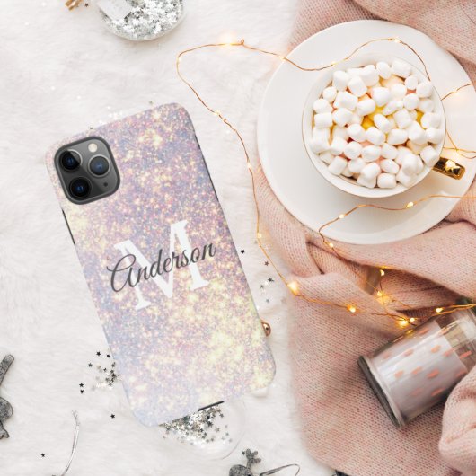 Modern Glitter Spark | Personal Initiaal Girly iPhone Hoesje