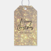 Modern Glitter Sparkles Gold Merry Kerstry Cadeaulabel (Voorkant)
