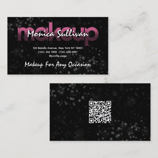 Modern glitter sparkly Makeup Visitekaartje (Voorkant / Achterkant)