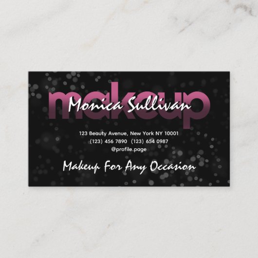Modern glitter sparkly Makeup Visitekaartje (Voorkant)