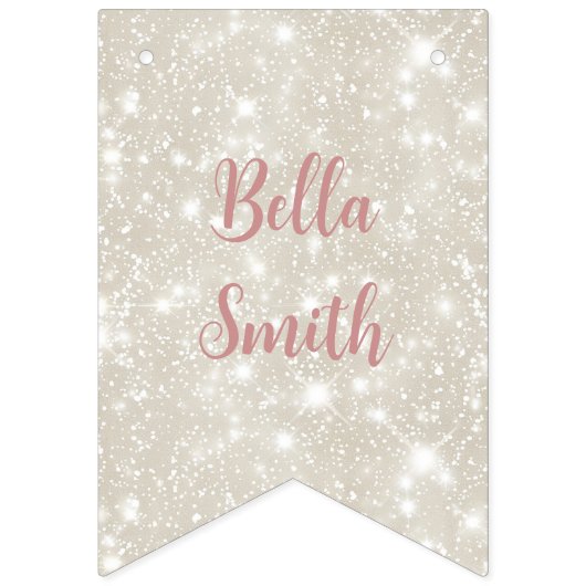 Modern Glitter Stoffig Roze Afstuderen Vlaggetjes (Eerste vlag)