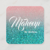 Modern Glitter Turquoise Square Visitekaartje (Voorkant)