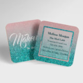 Modern Glitter Turquoise Square Visitekaartje
