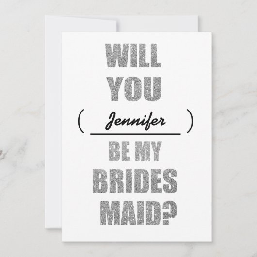 Modern Glitter zal je mijn Bridesmaïde uitnodiging (Voorkant)