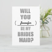 Modern Glitter zal je mijn Bridesmaïde uitnodiging (Staand voorkant)