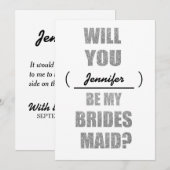 Modern Glitter zal je mijn Bridesmaïde uitnodiging (Voorkant / Achterkant)