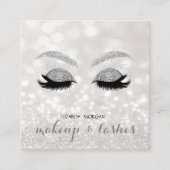 Modern Glittery Bokeh, Faux Lashes, Makeup Vierkante Visitekaartje (Voorkant)