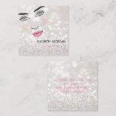 Modern Glittery Bokeh, Girl Face, Makeup & Lashes Vierkante Visitekaartje (Voorkant / Achterkant)