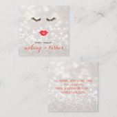 Modern Glittery Bokeh, Lips, Lashes, Makeup Vierkante Visitekaartje (Voorkant / Achterkant)