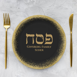 Modern Glittery Gold Jewish Holiday Passover Papieren Bordje