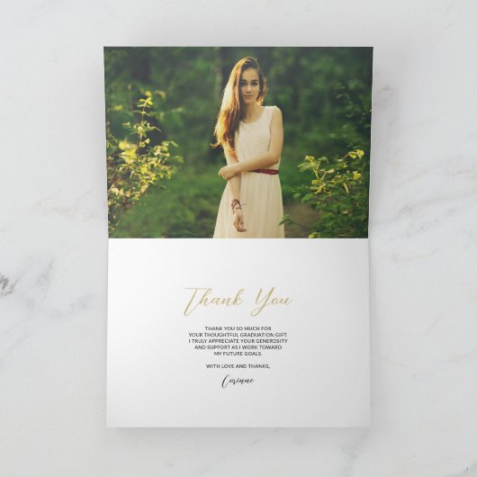 Modern Glitz Afstuderen foto dank u Bedankkaart (Binnen)