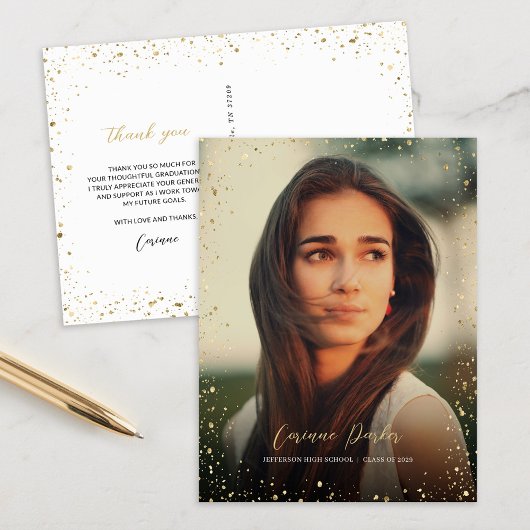 Modern Glitz Afstuderen foto dank u Briefkaart