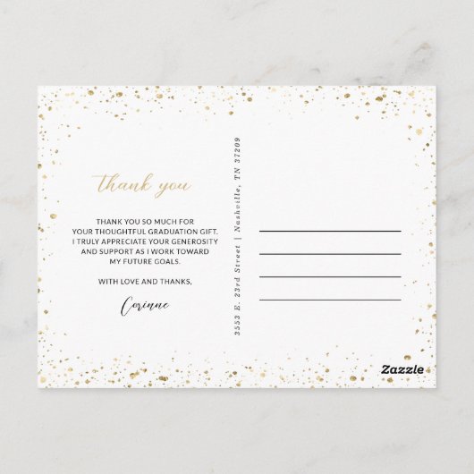 Modern Glitz Afstuderen foto dank u Briefkaart (Achterkant)