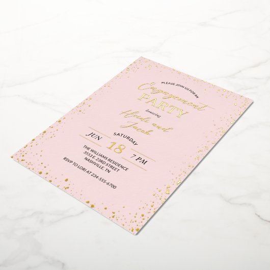 Modern Glitz Engagement Party Folie Invi Folie Uitnodiging (Gedraaid)