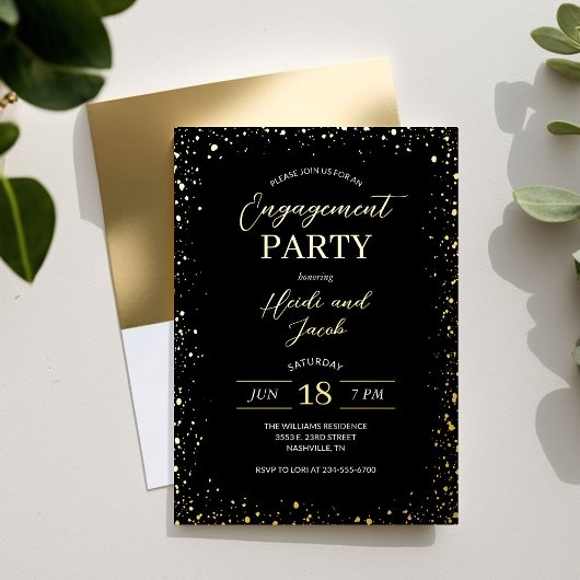 Modern Glitz Engagement Party Folie Invi Folie Uitnodiging