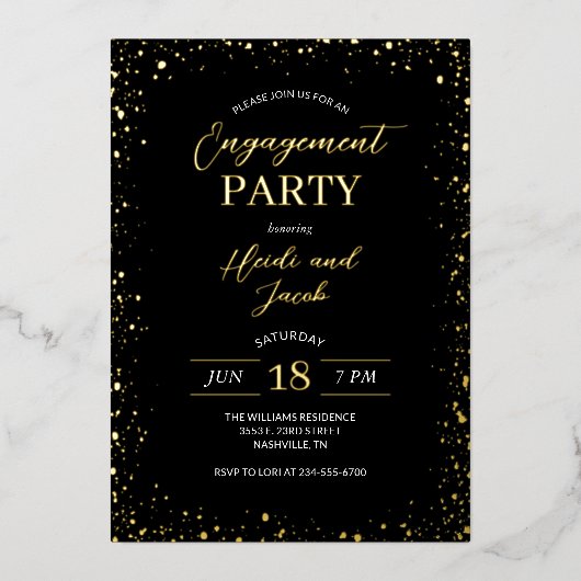 Modern Glitz Engagement Party Folie Invi Folie Uitnodiging (Voorkant)