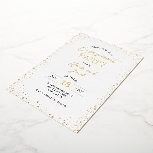 Modern Glitz Engagement Party Folie Uitnodiging (Gedraaid)