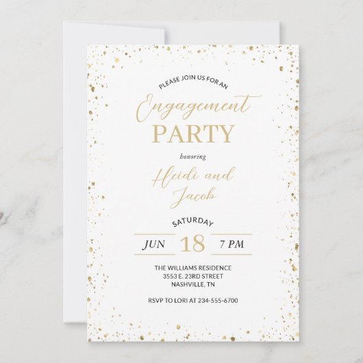 Modern Glitz Engagement Party Kaart (Voorkant)