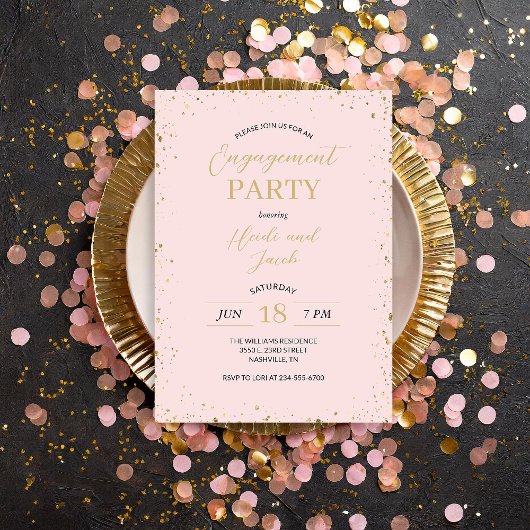 Modern Glitz Engagement Party Kaart