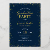 Modern Glitz Graduation Party Folie Invitation Uitnodiging (Voorkant)