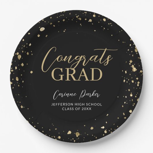 Modern Glitz Persoonlijk Afstuderen Papieren Bordje (Voorkant)