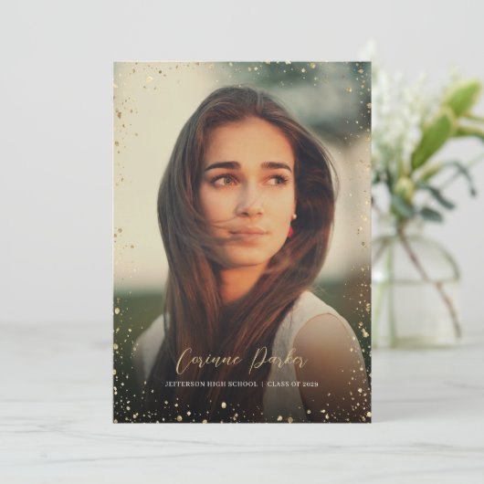 Modern Glitz Photo Graduation Party Invitation Kaart (Staand voorkant)
