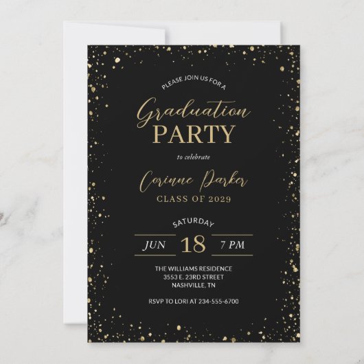 Modern Glitz Photo Graduation Party Invitation Kaart (Achterkant)