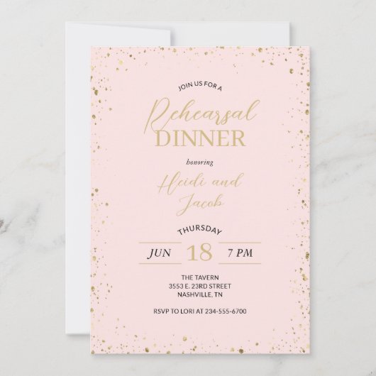 Modern Glitz Rehearsal Dinner Invitation Kaart (Voorkant)