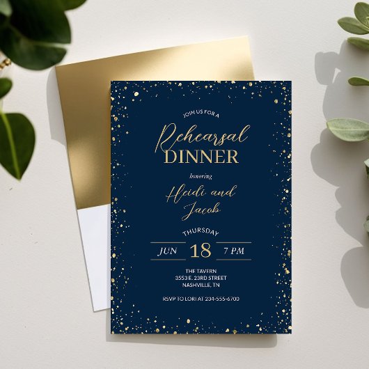 Modern Glitz Rehearsal Dinner Invitation Kaart