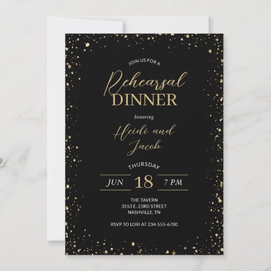 Modern Glitz Rehearsal Dinner Invitation Kaart (Voorkant)