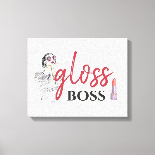 Modern Gloss Boss Girl Black Red Funny World Art Canvas Afdruk (Voorkant)